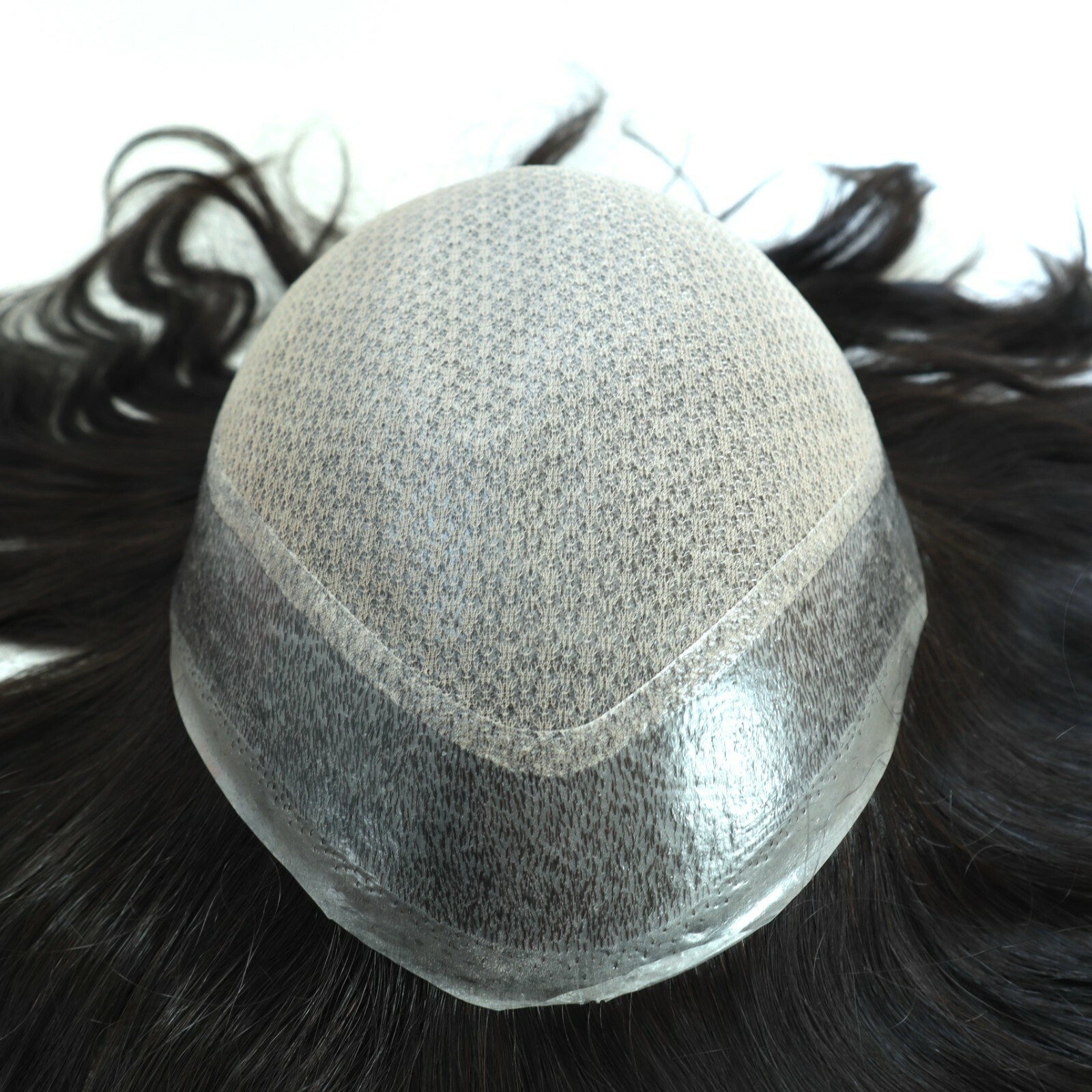 Mens Hair Replacement System Injected Silk Lace Skin Toupee Human Remy Hairpiece