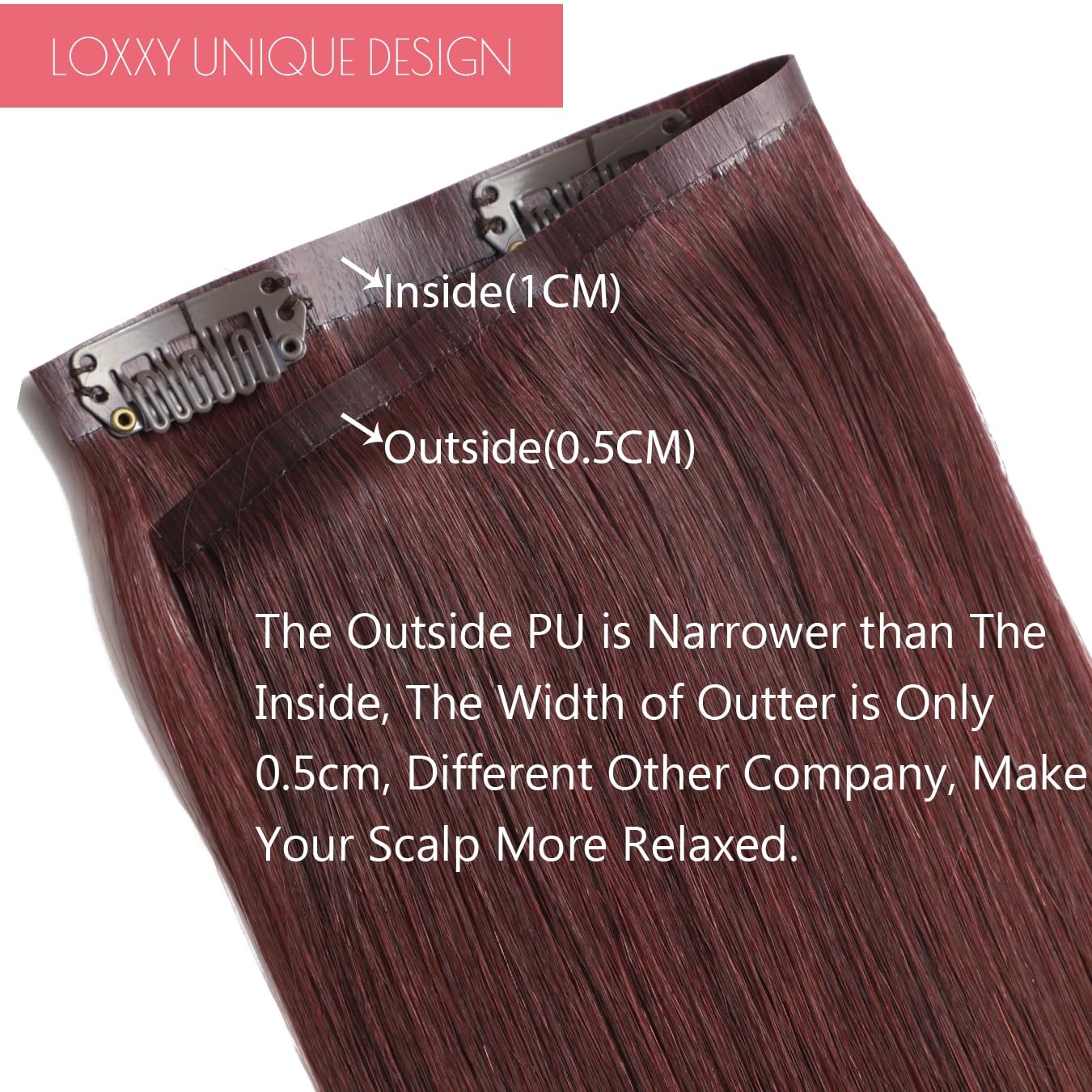 Loxxy Seamless Human Hair Extensions Clip Ins – Red Natural Clip Ins Real Human