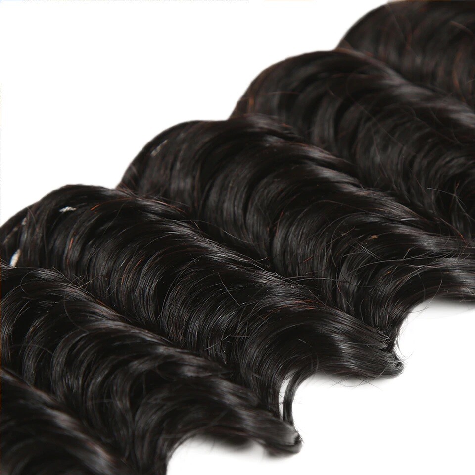 Popular Natural Black Hair Deep Curl 100 Brazilian Virgin Human Hair 10-28 In