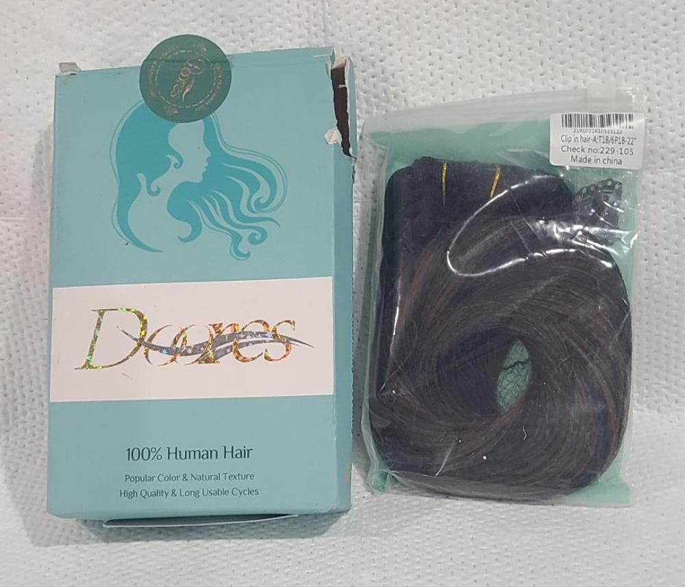 DOORES Hair Extensions Clip in Real Natural Black to Chestnut Brown 120g 22 Inch