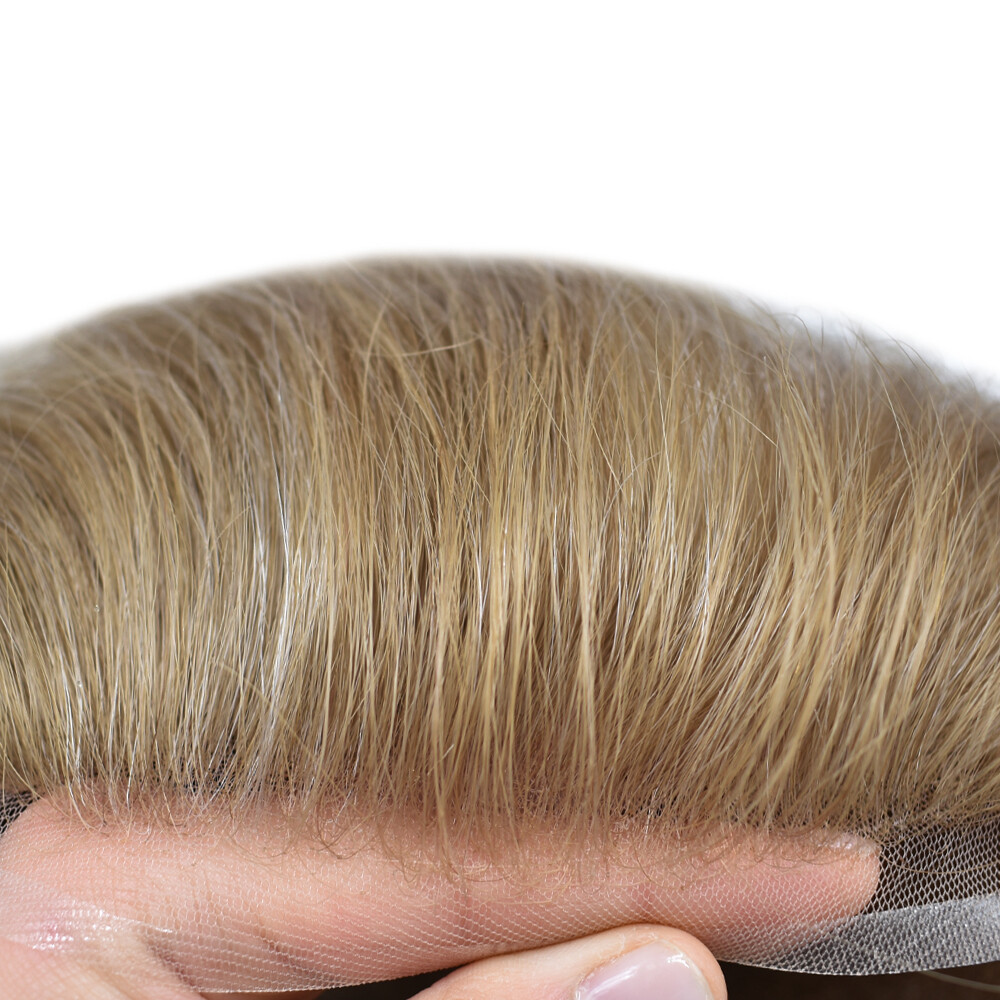 Full French Lace Mens Toupee Hair Piece Replacement System for Mens Wig Natural