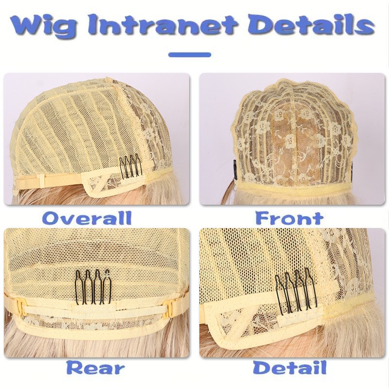 Light Blonde Short Straight Fluffy Synthetic Full Wig for Women Natural Daily