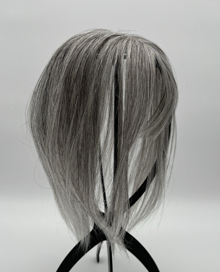 Light Gray Black Strands 10in 100% Human Women Hair Topper
