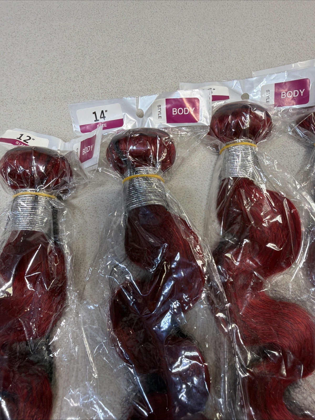 Red Human Hair Bundles 12,14,16,18in