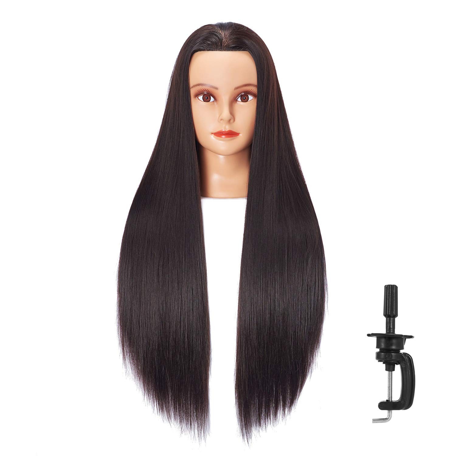 Hairlink 26-28” Mannequin Head Synthetic Fiber 1 Count (Pack of 1), black