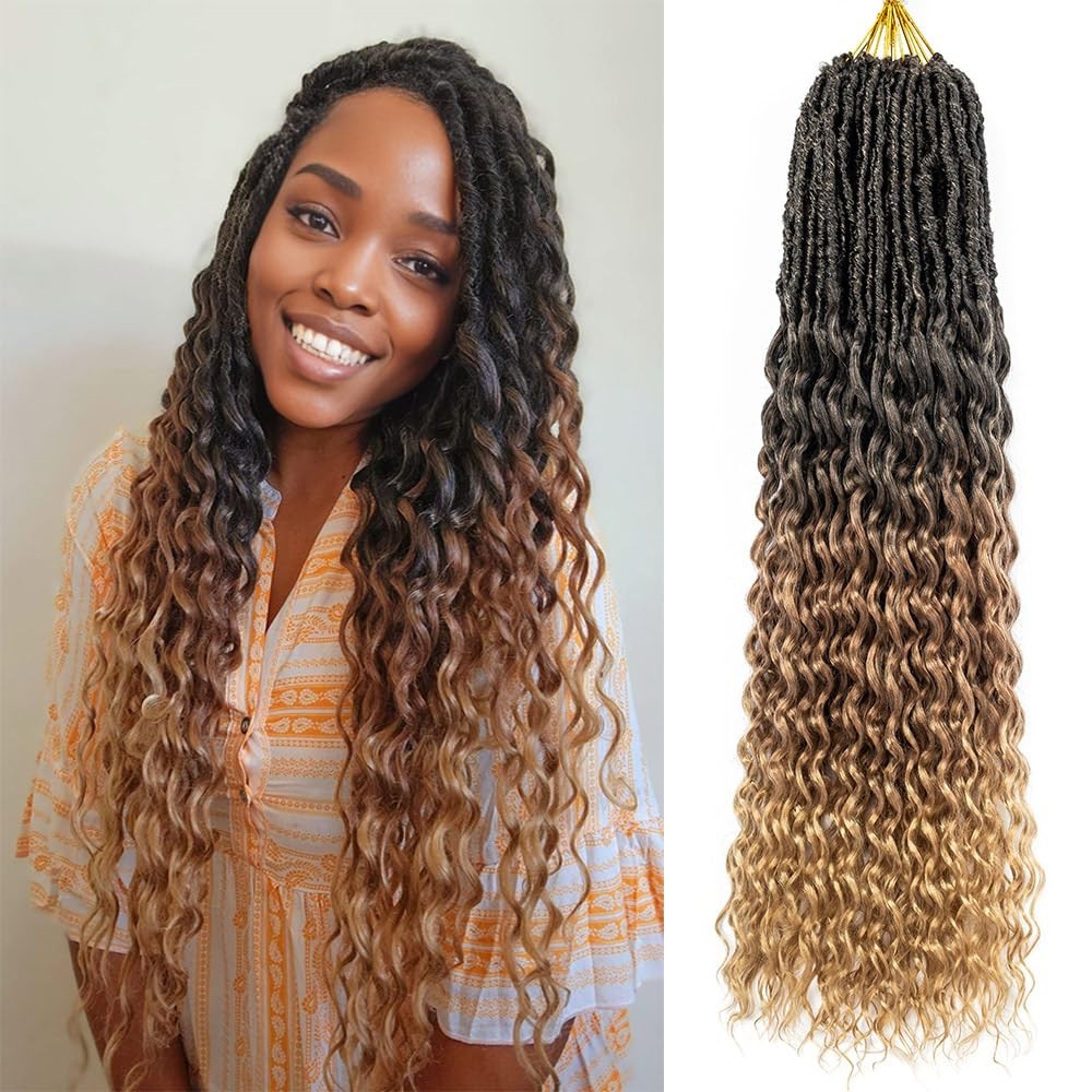DoeSeor 30″ Goddess Locs Crochet Hair 8 Packs Soft Faux Locs Braid New