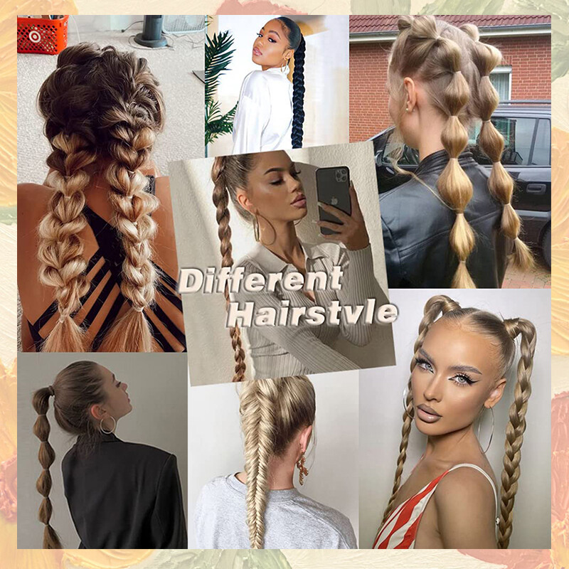 34″ Long Thick Braids Ponytail Box Braiding Pony Tail Wrap On Hair Extensions US