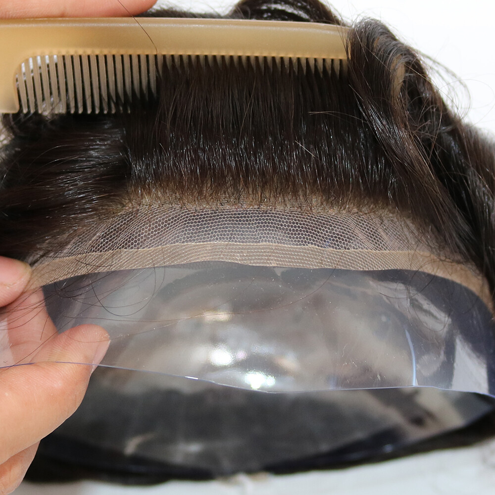 1B65 Grey Lace Front 100%Human Hair Men Toupee Q6 Breathable Swiss Lace& PU Base