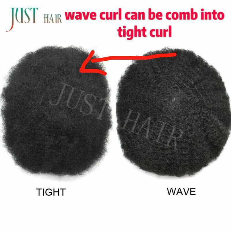 Afro Toupee for Black Men Full Poly Afro Wave Hair Units Human Hair PU System US