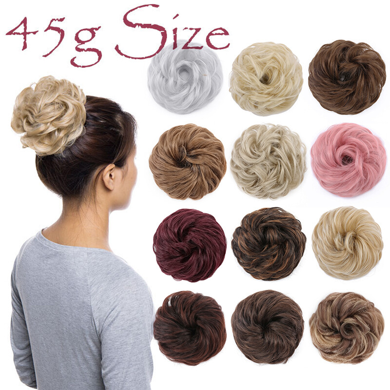 45g Curly Messy Bun Hair Piece Scrunchie Updo Cover Hair Extension Real As Human