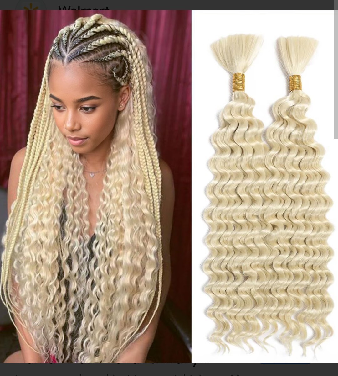 Boho Style Deep Curl Bulk Hair 20″ #613 Platinum Blonde Box Braids Crochet Synth