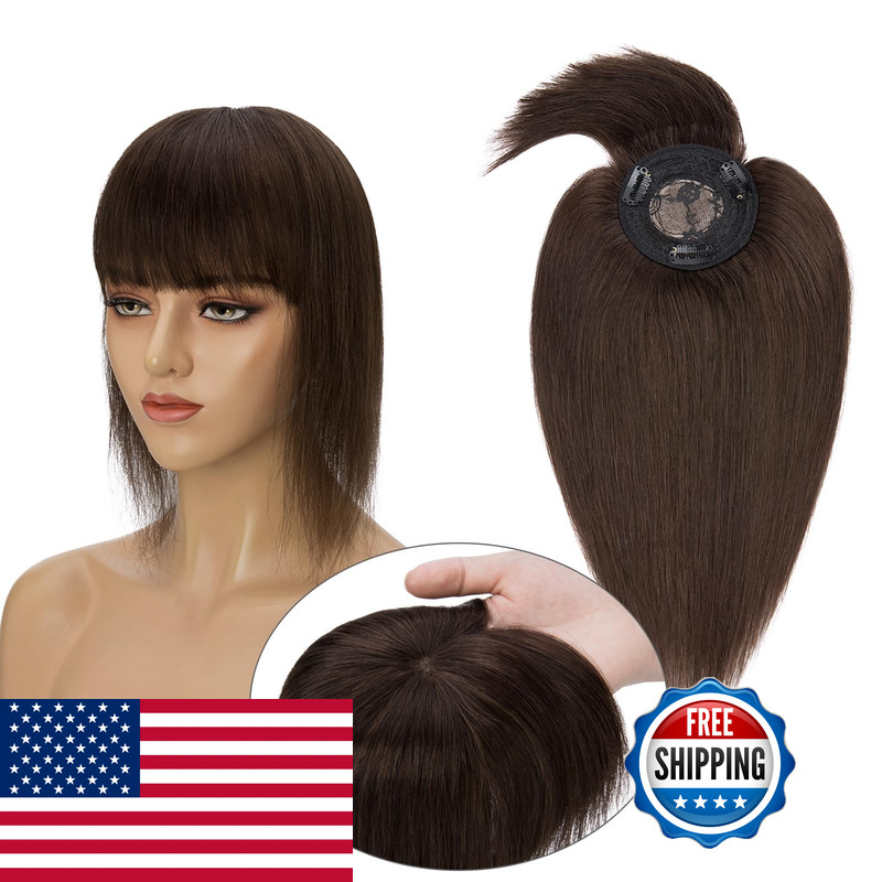 My-Lady Top Hairpieces For Womem Bangs Natural Mono Base Topper 100 Real Human