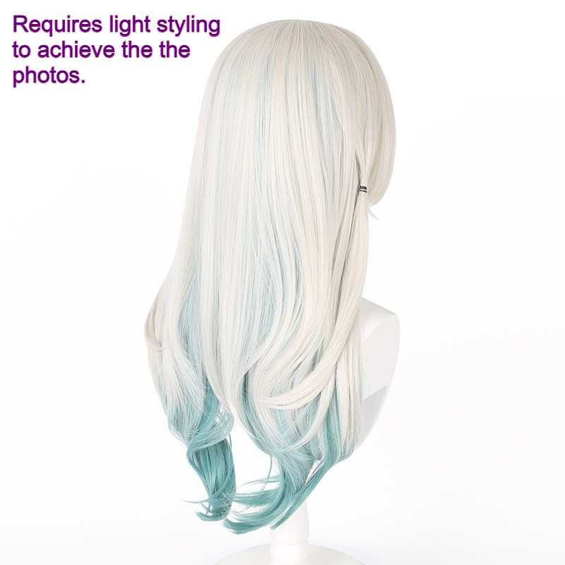 Honkai Star Rail Firefly Long Silver Blue Ombre Wig Heat Resistant Cosplay Party