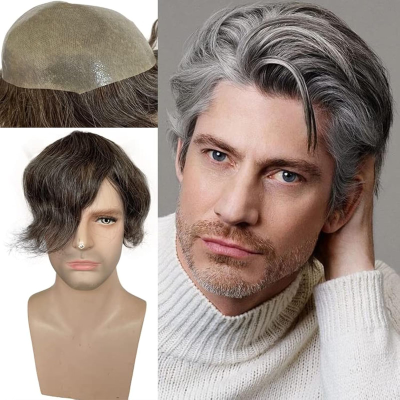 Voloria Mens Toupee Ultra Transparent Thin Skin Pu Replacement Hair Pieces 10X8