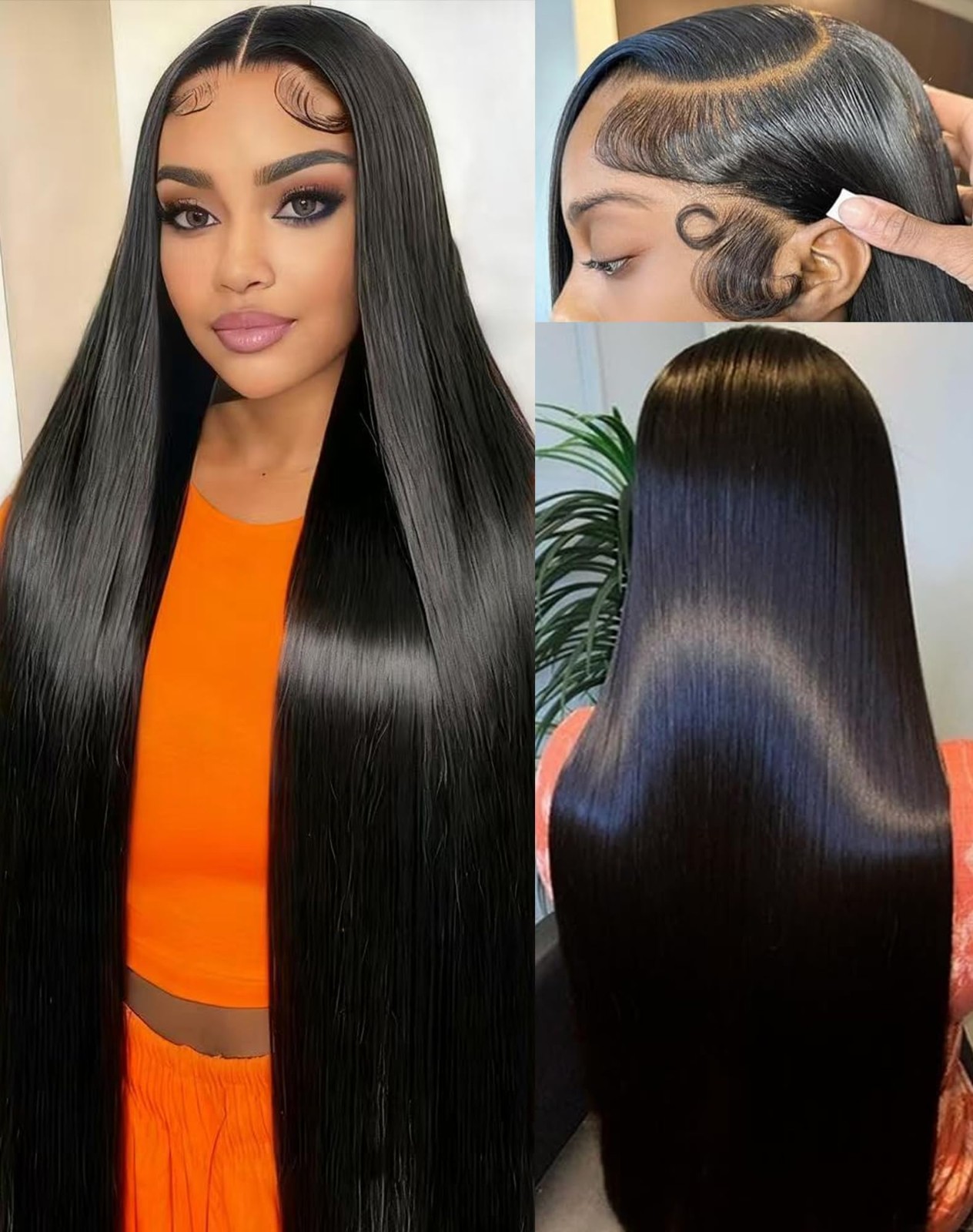 30″ Straight Human Hair Wig 13×6 HD Lace Front, 200 Density, Tangle-Free, Natura
