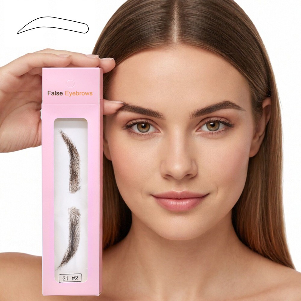 Handmade Human Hair False Eyebrows for Women Lace Base Eyebrows Natural Makeup