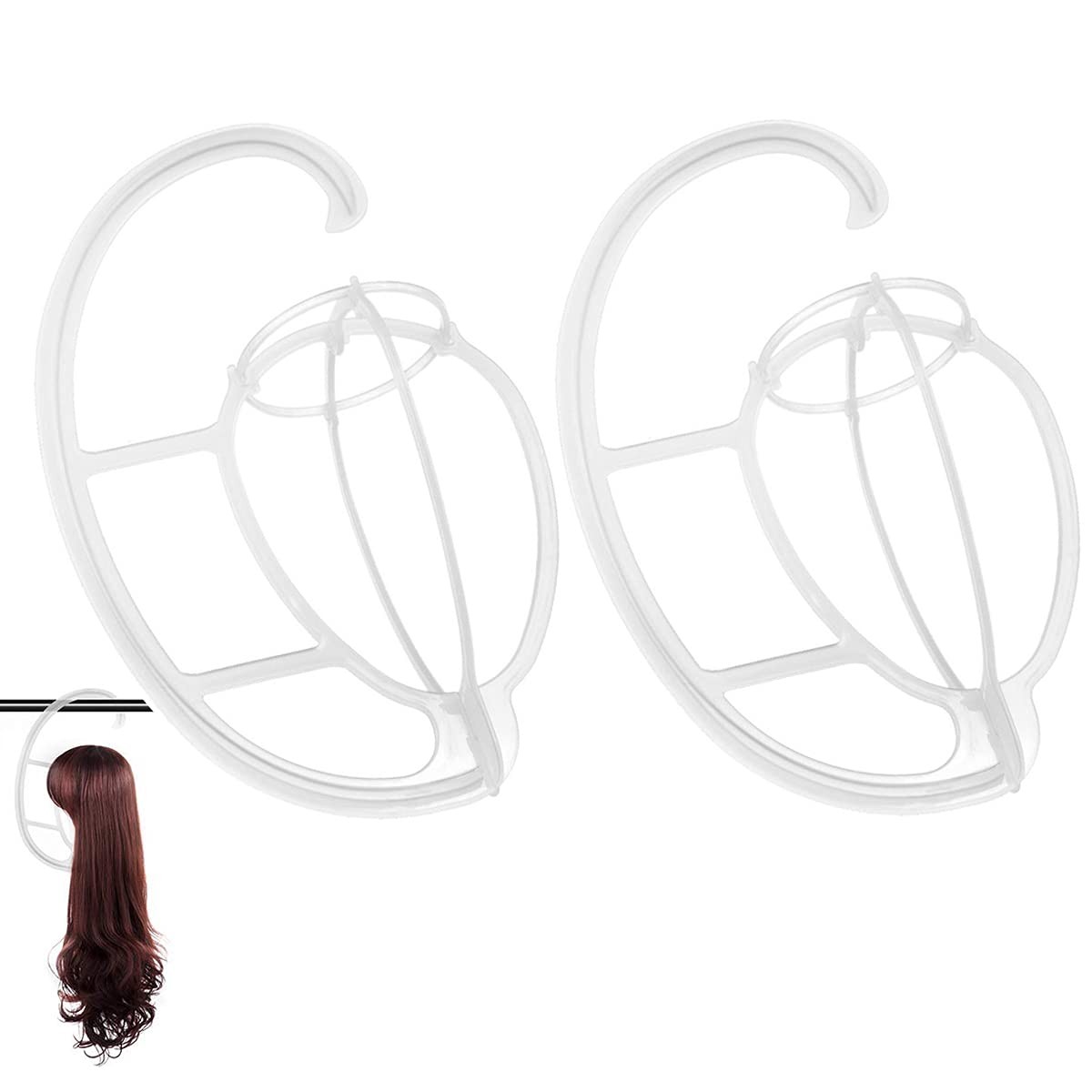 Dreamlover Hanging Wig Stands, 2 Count (Pack of 1), Semitransparent