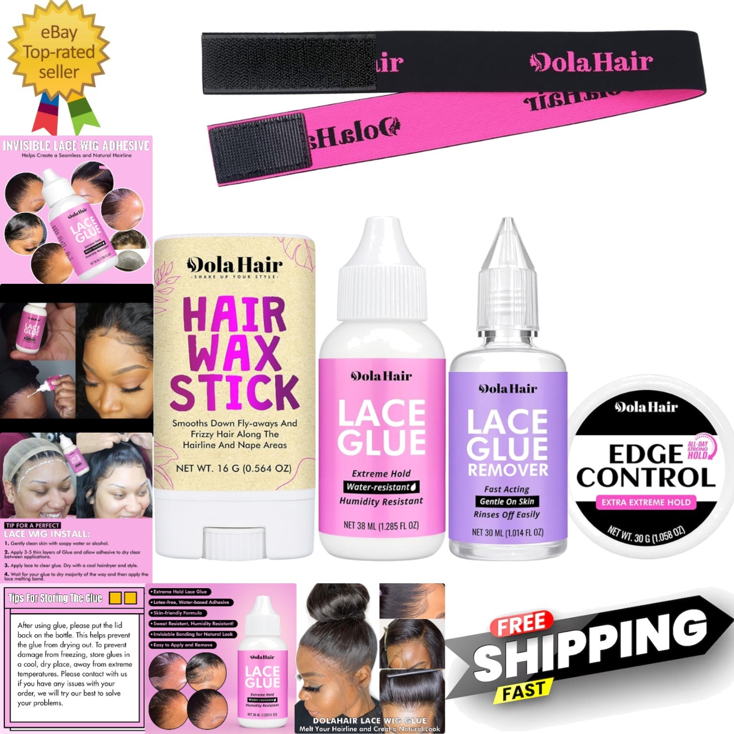 Lace Wig Glue Kit – Waterproof Lace Front Adhesive for Wigs Glue Kit-5pcs