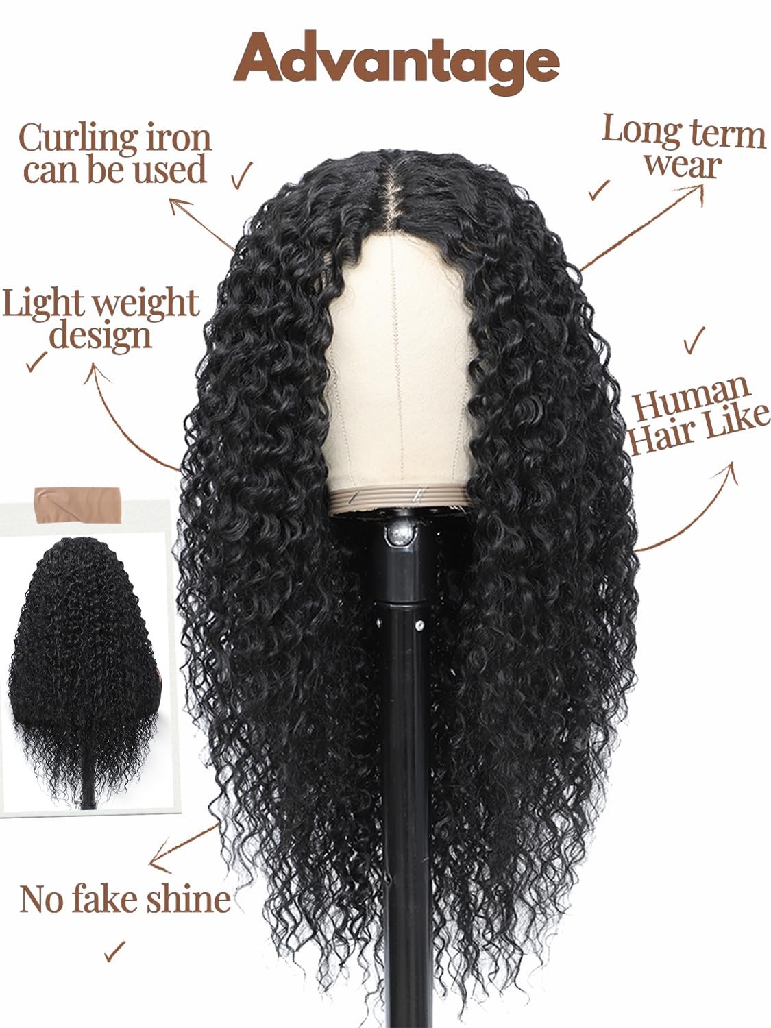 26 Inch Curly Wigs for Black Women,Synthetic Lace Front Wig Black Curly Wigs,…
