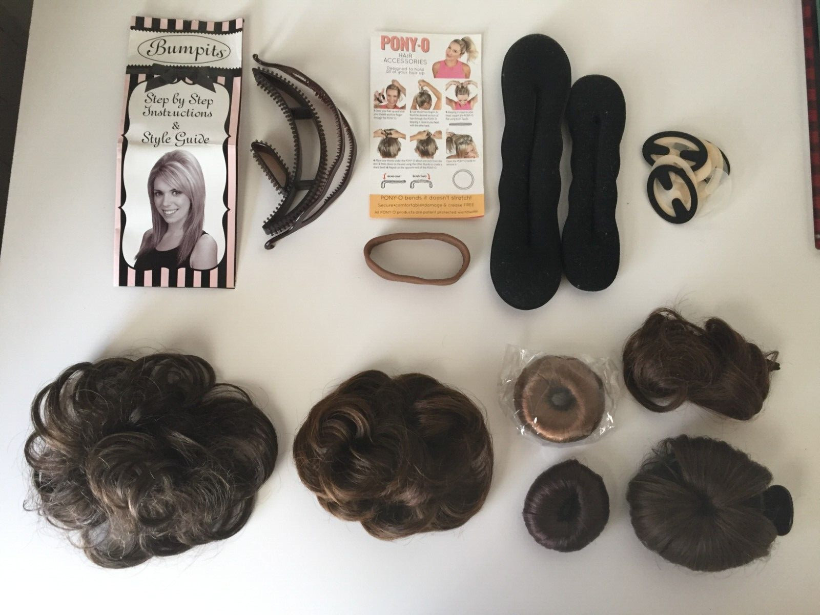 Assorted Hair Accessories Messy Bun Extention Clip-In Scrunchie Bump It Pony 2.0