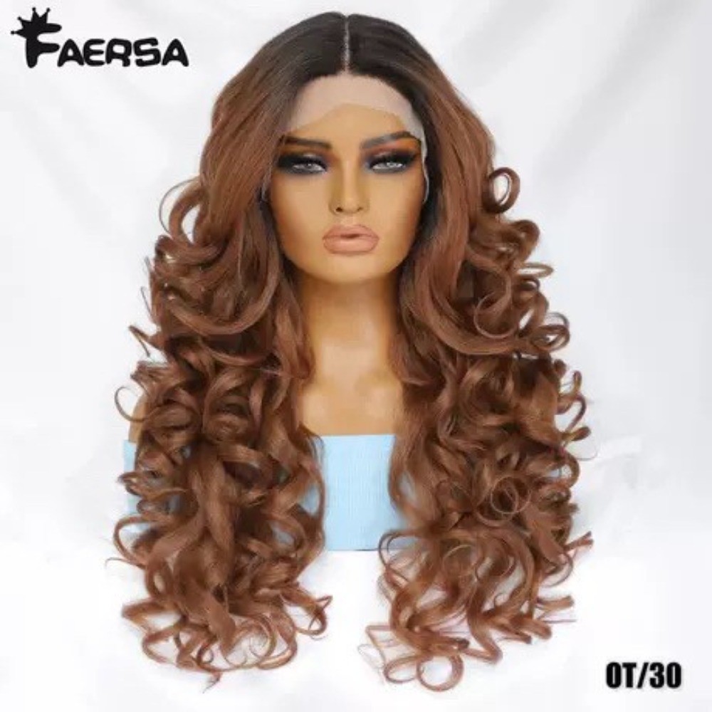 24 Inch Thick Long Curly Glueless Lace Full Head Wig For Women Synthetic Hair