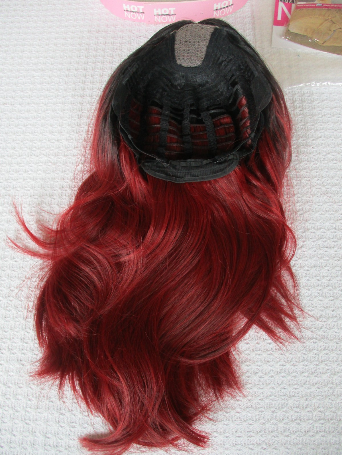Red Black Ombre 26″ Straight Quality Wig Synthetic Washable Hot Now Lace front