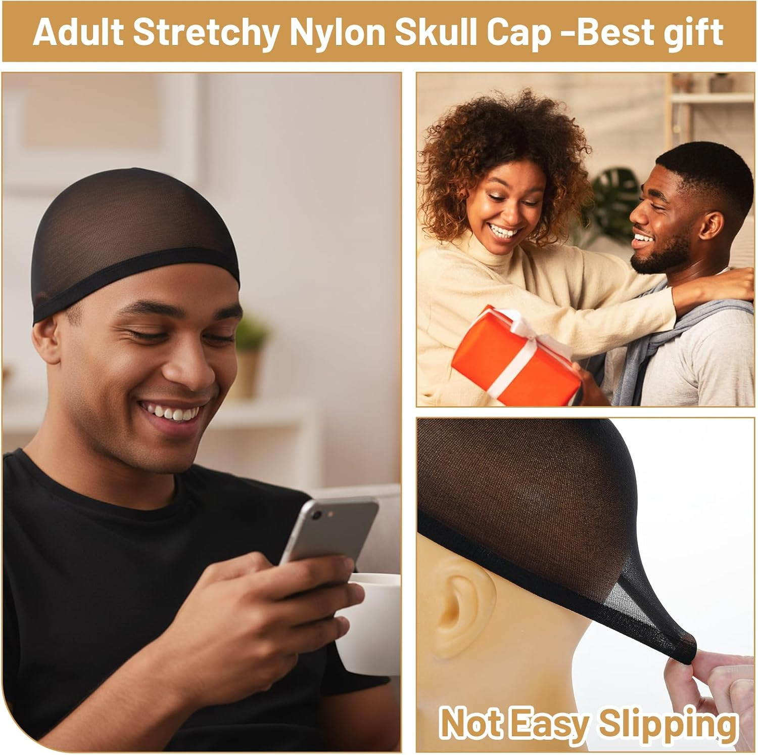 10Pcs Wave Caps, Stocking Wave Cap for Men Stretchy Wig Cap for Women, Lightweig
