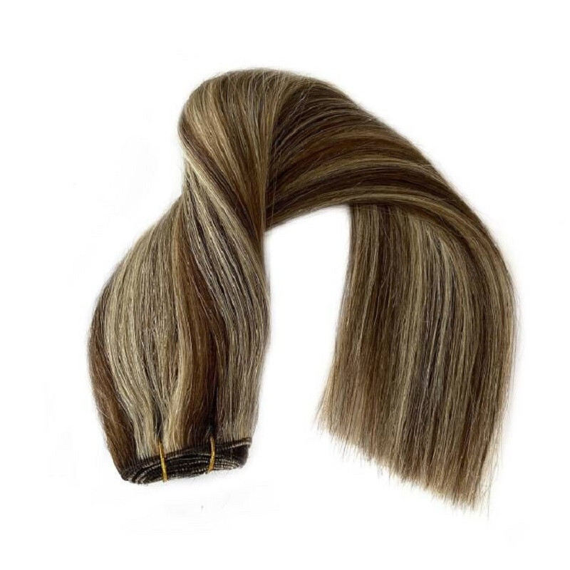 Weft Sew In Remy Human Hair Extensions Double Weave Hair Bundle Full Head Thick