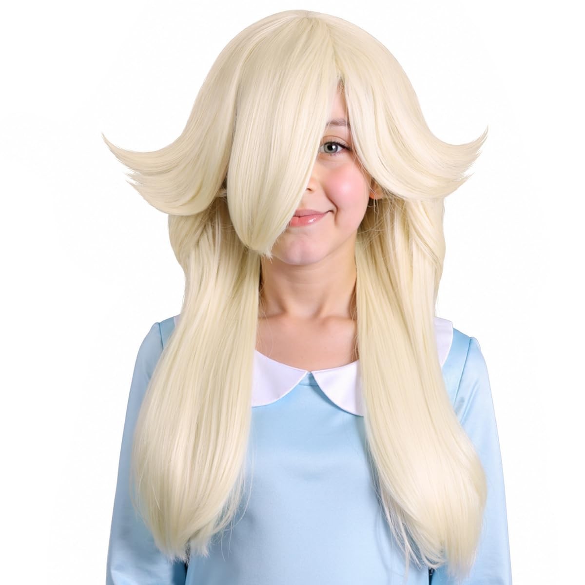 Long Wavy Blonde Princess Cosplay Wig for Women Halloween Party Costume (Smal…