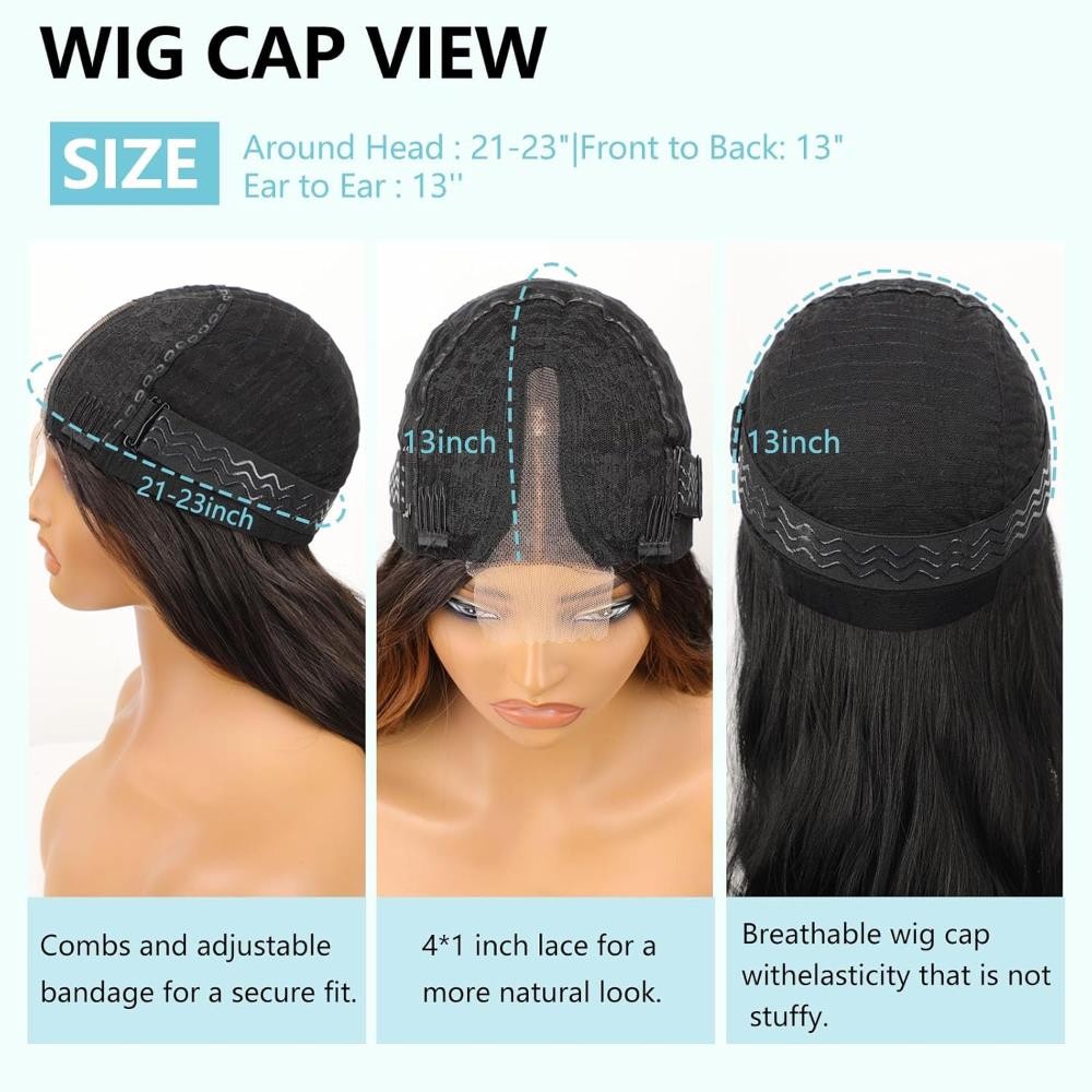 AISI HAIR Black Wig for Women, Long Wavy Lace Hairline Middle Part Synthetic
