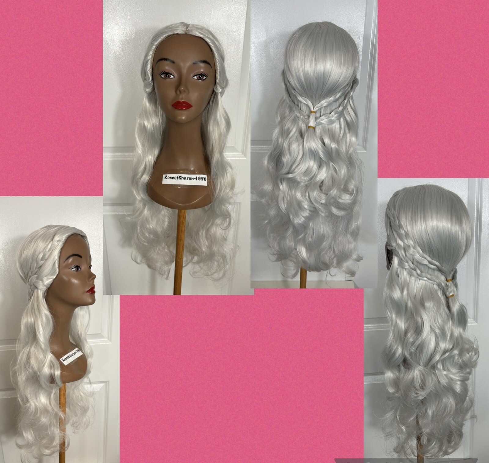 NEW Beautiful Wavy 21” Long Wig White Platinum Braids Size Large/Average New D-2
