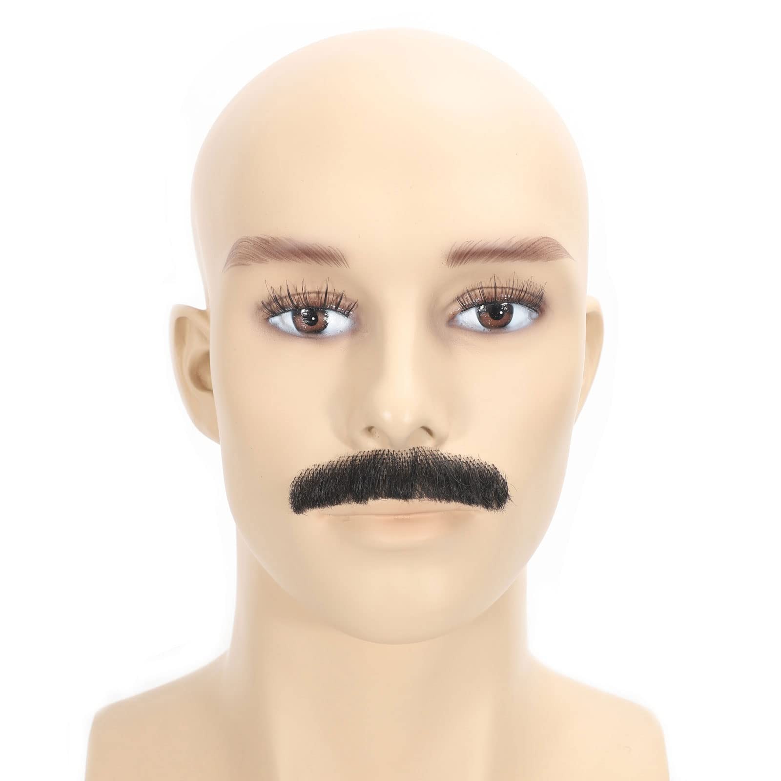 Natural Black 100% HandKnoted Synthetic Hair Realistic False Mustache Fake Beard