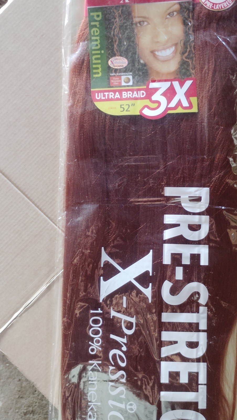X-Pression Pre-Stretched Synthetic Braid Hair Extension Copper Red 52 in