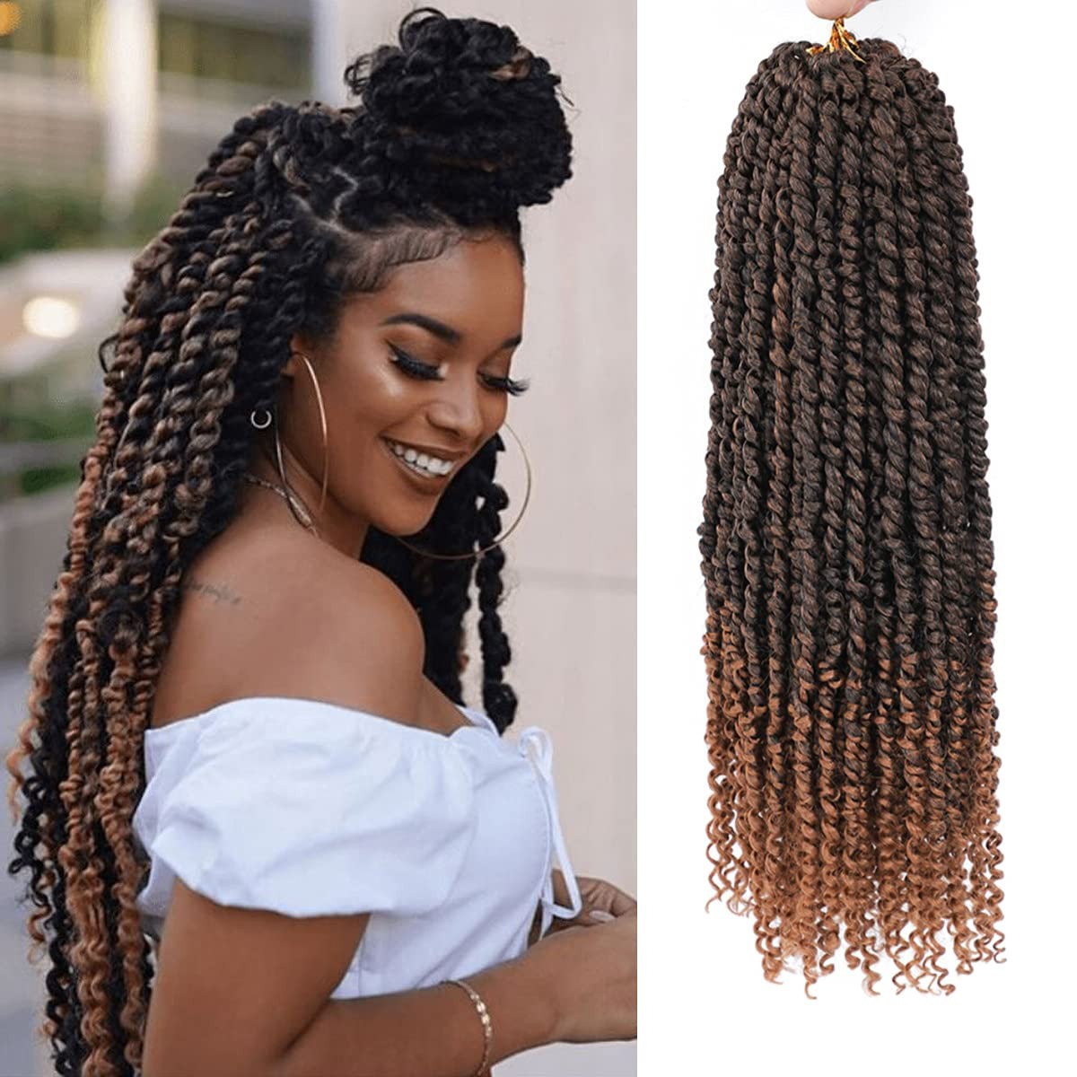 8 Packs 18″ Passion Twist Crochet Hair For Women – Pretwisted & Curly