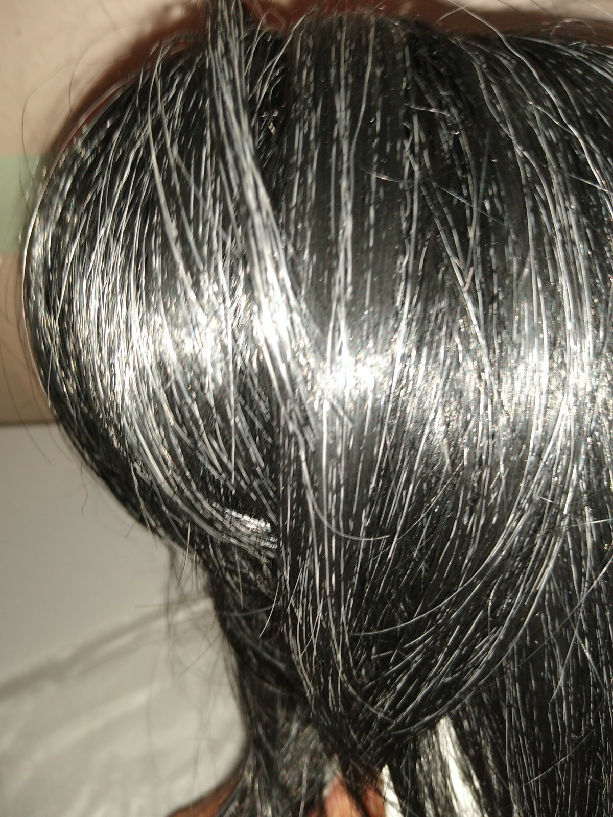 Motown Tress Human Hair Blend Wig EFFIE Black with White Thru Out Bang Bob Natur