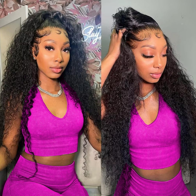 Gurxen 360 Lace Front Wigs Human Hair Hidden Strap Deep Wave Lace Frontal Wig