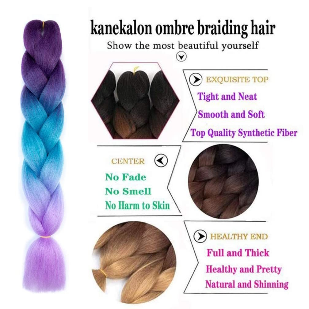 Braiding Hair Extensions for Women 6 Pack 100g 24 Inch High Temperature Ombre