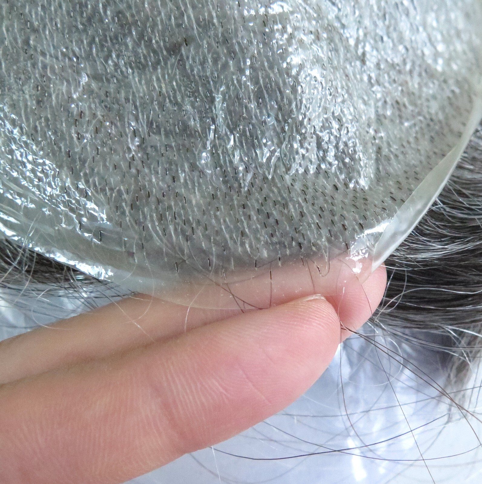 Mens Toupee Ultra Thin Skin 0.02mm Human Hair Replacement System Hairpieces #565