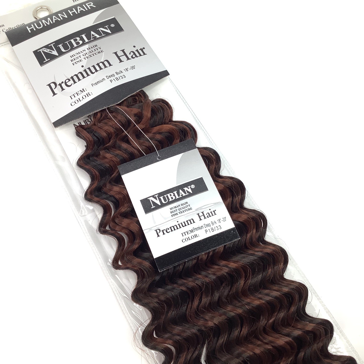 NUBIAN Premium Human Hair Extensions Deep Bulk 18-20″ P1B/33 Wavy