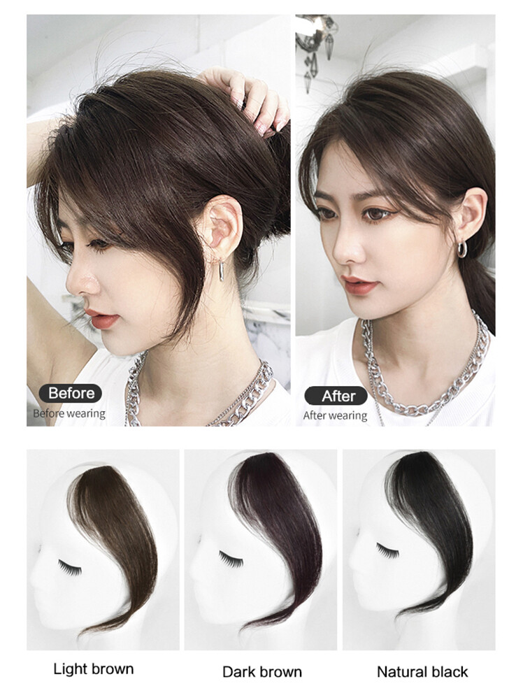 Fluffy Real Human Hair Extension Bang Front Middle Side Bangs Clip in Hairpiece