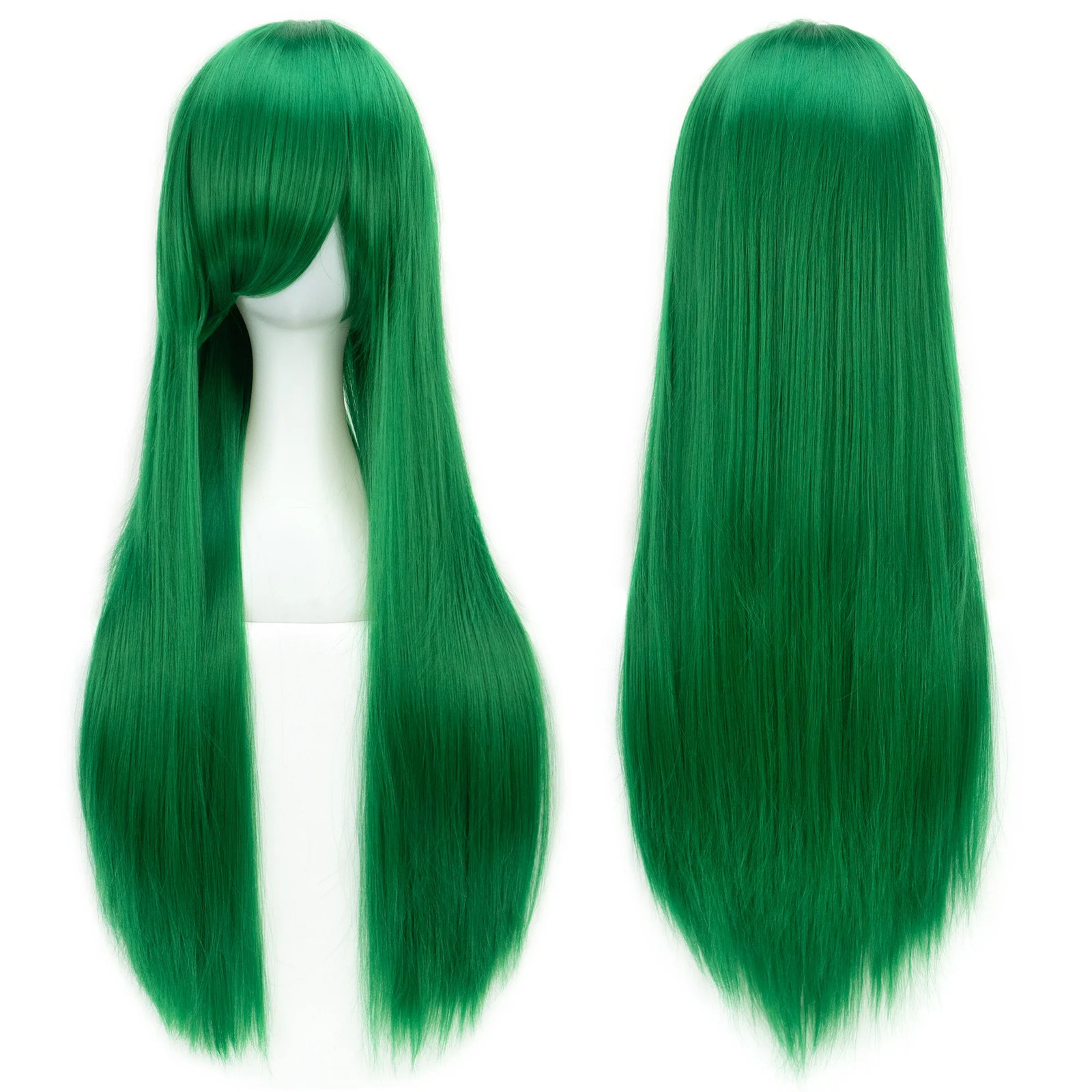 Long White Purple Black Straight Synthetic Cosplay Wig Party Hairpiece for Women