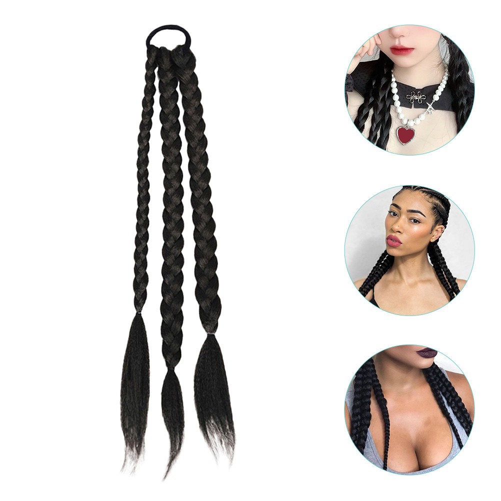 2pcs Long Braided Ponytail Extension Synthetic Hair Piece for Women