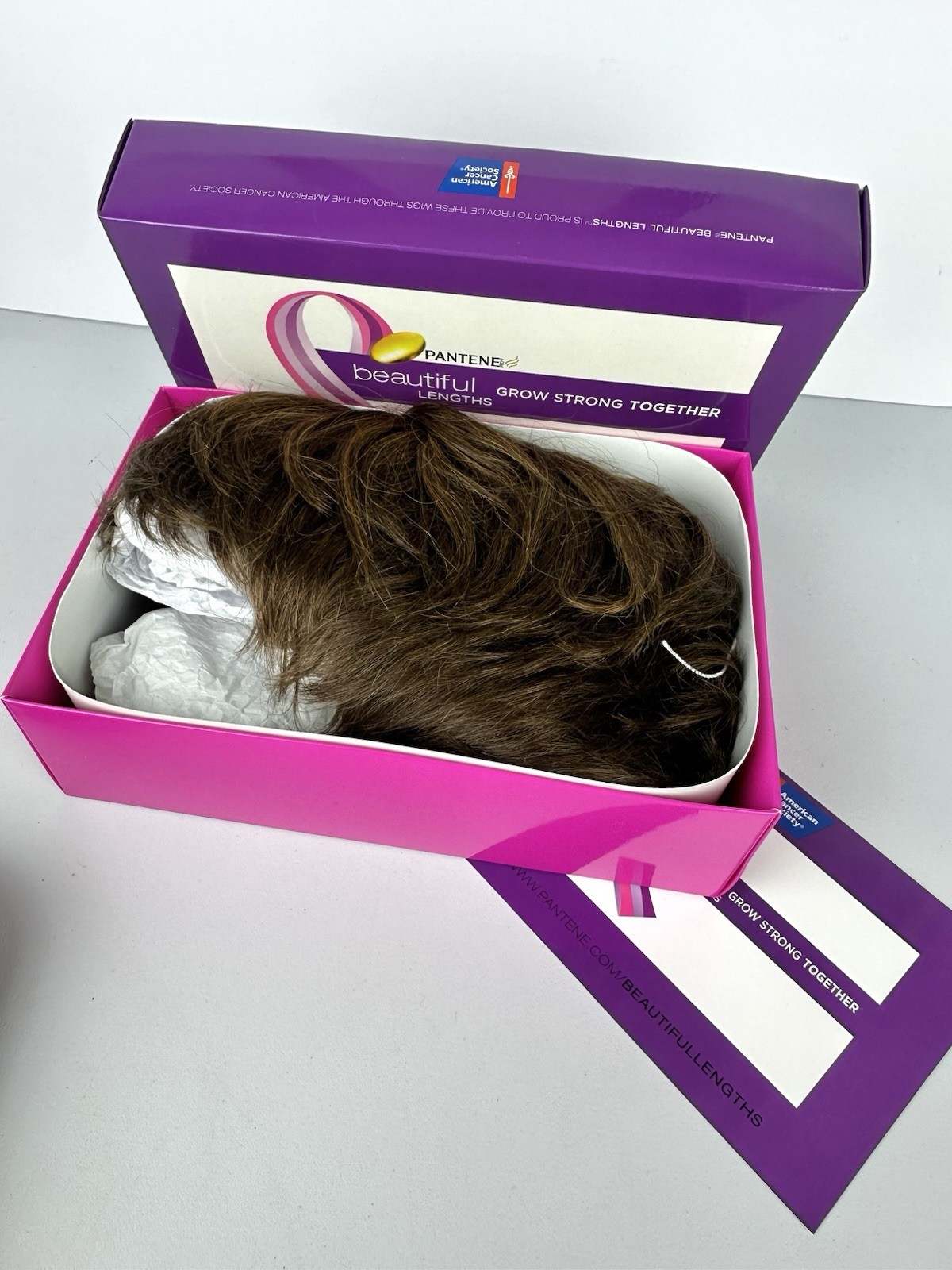 Pantene 100% Human Hair Wig Chocolate Brown Copper Highlights Adjustable NEW