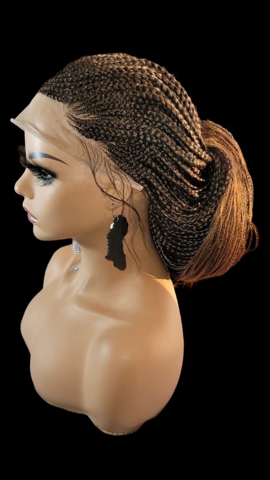 Braided Wig Full Lace Glueless Box Braids Cornrows 22″ 2/30 Ombre Handmade NWT