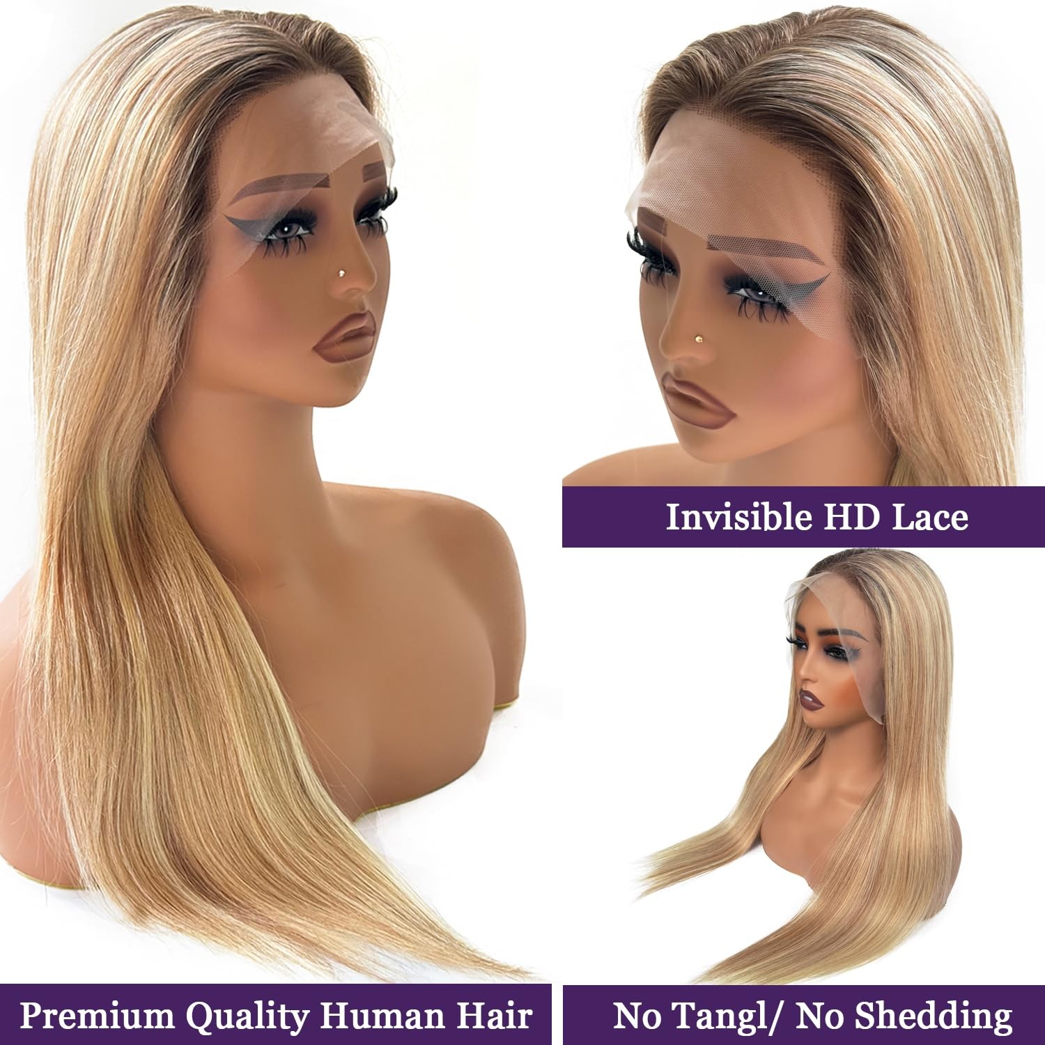 Ubetta Blonde Highlights Wig Human Hair 13X4 Lace Front Wigs Human Hair Pre