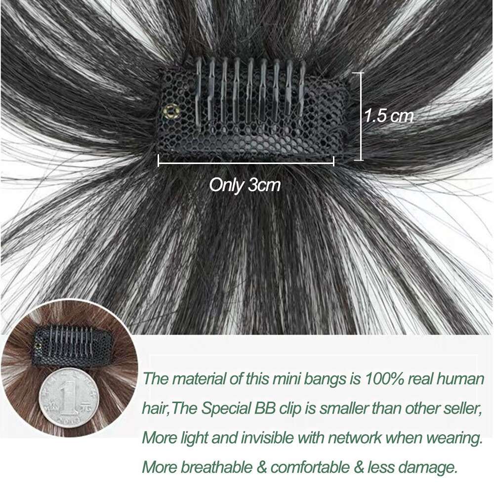 Flat Wispy Air Fringe With Temples 100% Remy Human Hair Bangs Clip In Beauty US