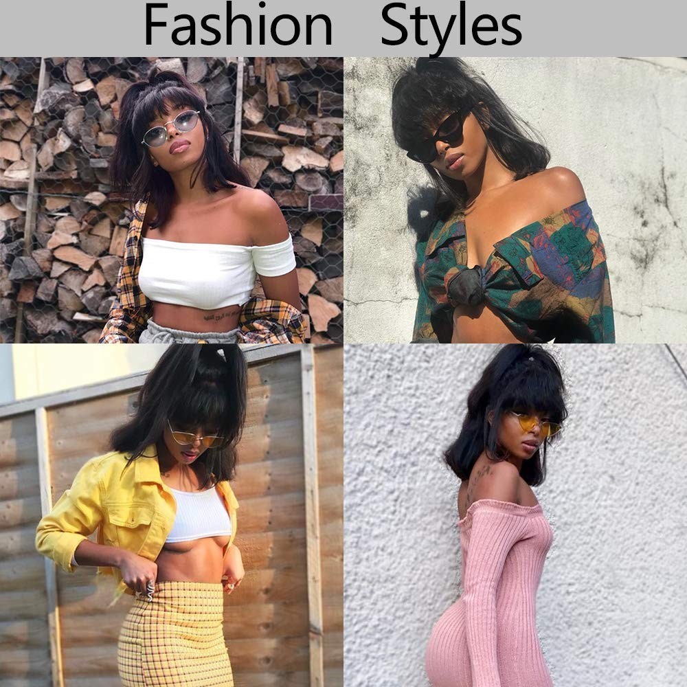 Body Wave None Lace Front Wigs Human Hair with Bangs Glueless Machine Made Wigs