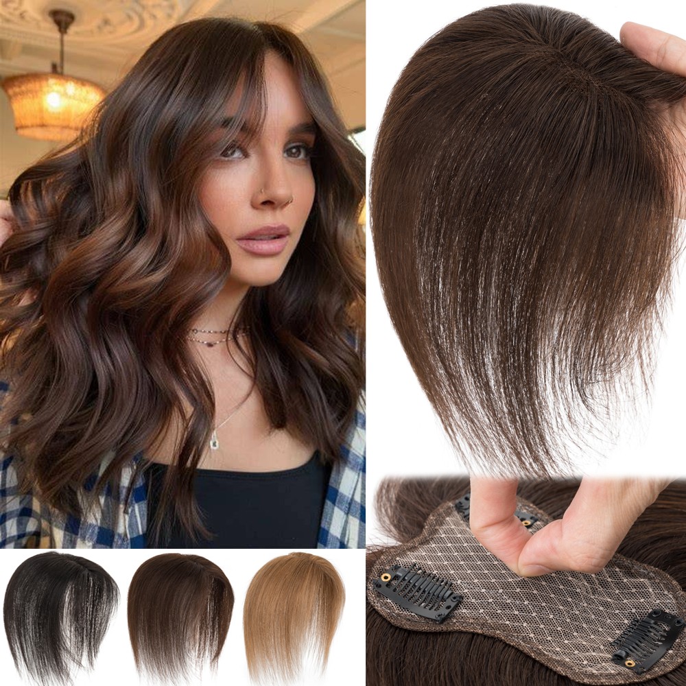Human Hair Toppers for Women with Thinning Hair Clip in Topper Piece Extensions