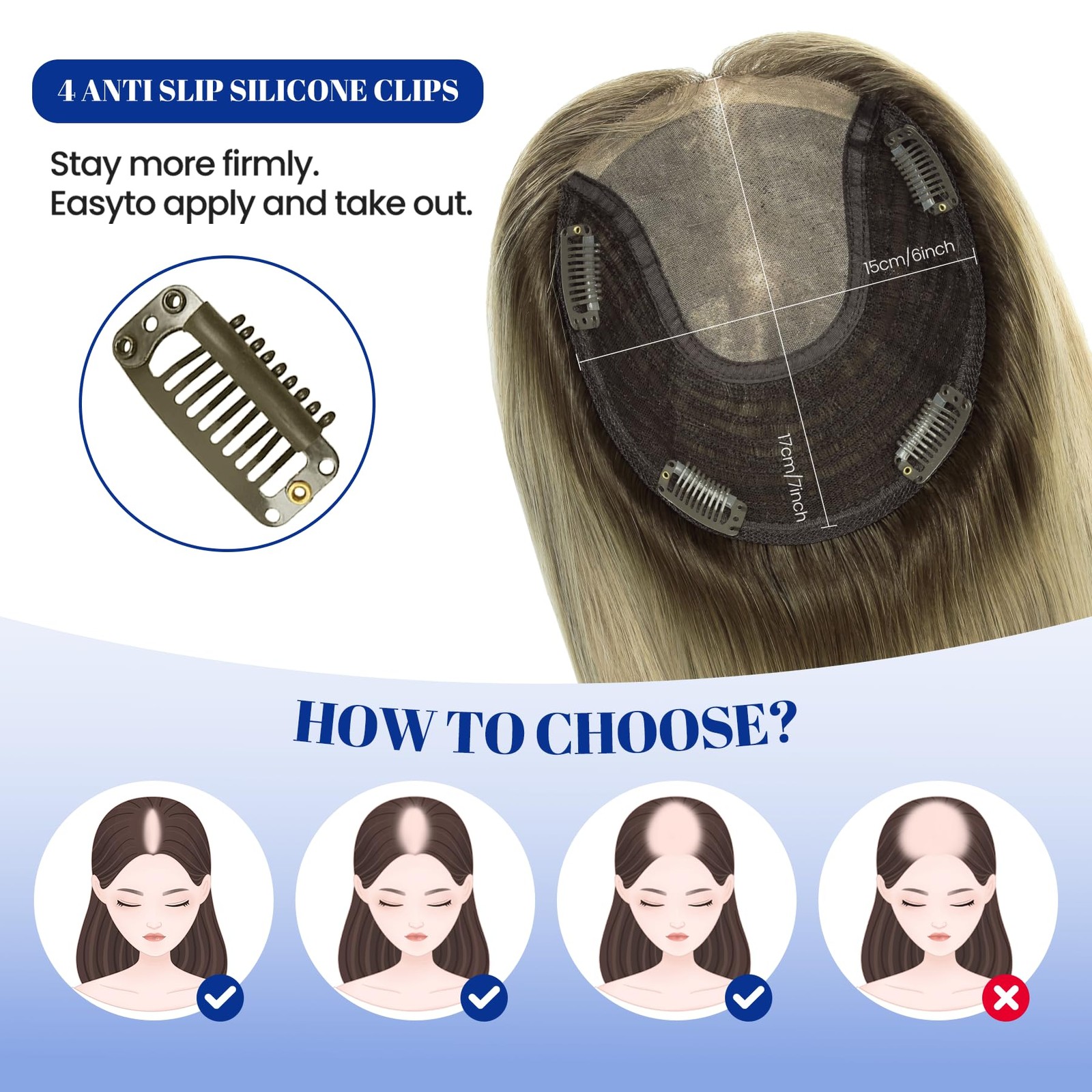 Worldstar Toppers For Women Real Human 3/8/22 Balayage Dark Brown Ombre Light