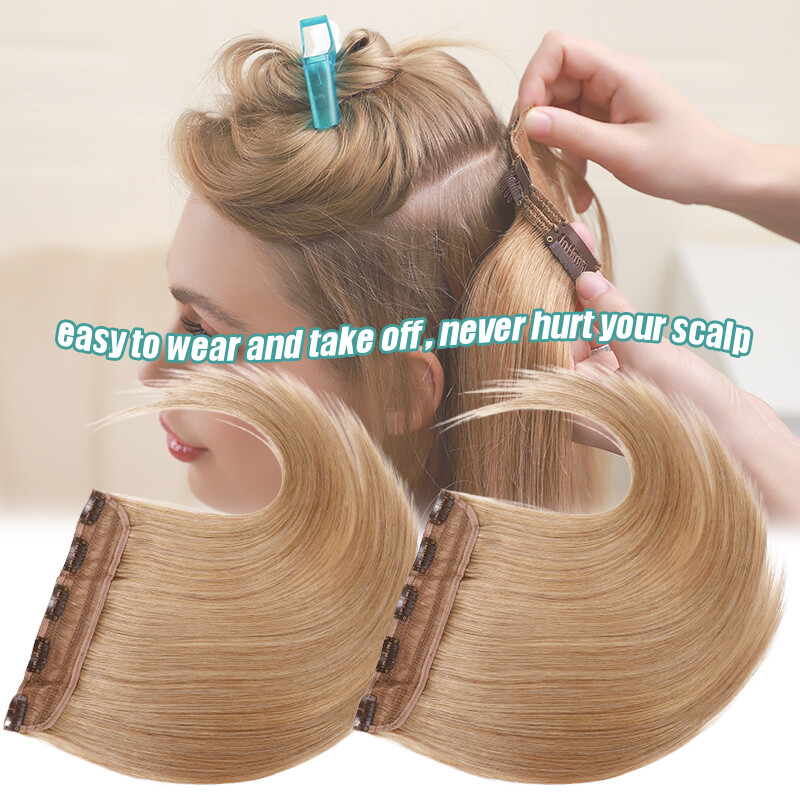 Clip in One Piece Real Remy Human Hair Extensions Straight Weft 16″-24″ Burgundy